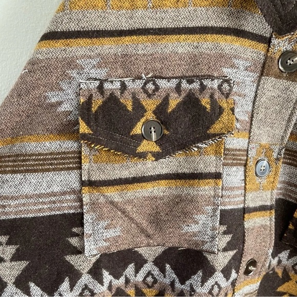 Brown Mix Media Aztec Print Southwest Jacket - Picture 7 of 8